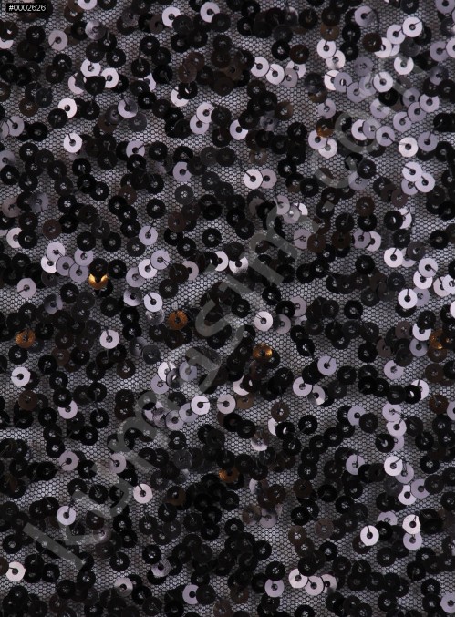 5 mm Yoğun Payetli Siyah Abiyelik c6 Kumaş - K9414
