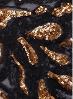 Şal Desenli Çift Renkli Bakır - Siyah Payetli Kumaş - K9440