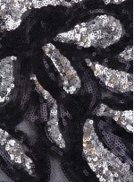 Şal Desenli Çift Renkli Gümüş - Siyah Payetli Kumaş - K9440