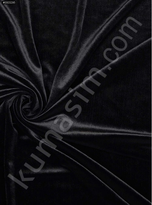 Elbiselik Desensiz - Düz Kışlık Siyah Kadife Kumaş - K9452