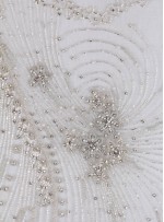 Elbise Figürlü Swarovski Taşlı - Payetli ve Boncuklu Beyaz Kupon Elbise - A9461