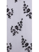 Çiçek Desenli Siyah Payetli Aplike Kumaş - K9467