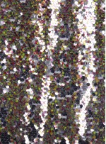Gümüş Üzeri Renkli Baskılı Payet Kumaş - K9472