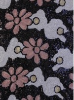 Çiçek Desenli Yazlık Pudra Payetli Kumaş - K9482