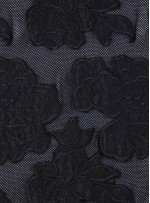 Tül Üzeri Çiçek Desenli Siyah Aplike Kumaş - K9485
