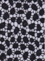Etek Uçları Sulu Payetli Mat Siyah File Kumaş - K9492