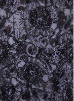 Tül Üzeri Karışık Desenli Payetli Siyah Kumaş - K9526