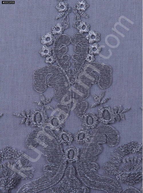 Osmanlı Desenli Siyah Gümüş Abiyelik Kumaş - K9551