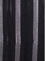 Jarse Üzeri Siyah ve Gümüş Payetli Şerit Desenli Kumaş - K9559