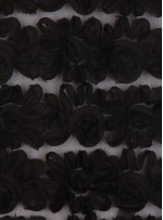 Tül Üzeri Çiçek Desenli Lase Siyah Kumaş - K9562