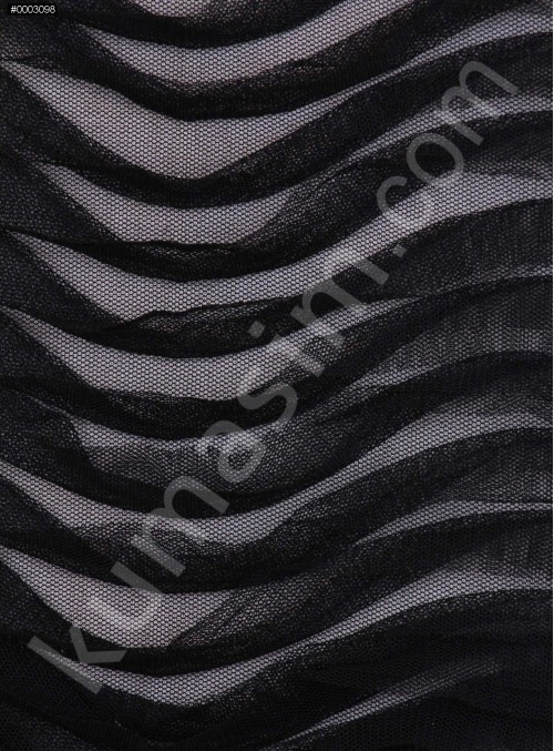 Yay Desenli 3 Boyutlu Lazer Kesim Siyah Kumaş - K9563