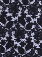 Çiçek Desenli Kalın Siyah Güpür Kordone Kumaş - K9578