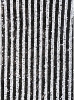Şerit Desenli Sıralı Çift Renk Payetli Siyah - Beyaz Kumaş - K9597
