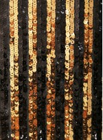Şerit Desenli Sıralı Çift Renk Payetli Siyah - Gold Kumaş - K9597