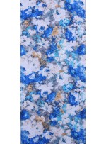 Çiçek Desenli Çok Renkli Şeffaf Payetli Baskılı Mavi Kumaş - K9633