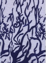 Ağaç Dalı ve Damar Desenli Nakışlı Lacivert Kumaş  - K9653
