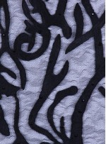 Ağaç Dalı ve Damar Desenli Nakışlı Siyah Kumaş  - K9653