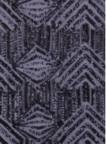 Tül Üzeri Geometrik Desenli Siyah Payetli Kumaş - K9671