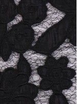 File Üzeri Çiçek Desenli Siyah Abiyelik Kumaş - K9677