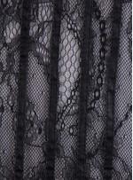 İnce Fransız Danteli Üzeri Deri İşlemeli Kumaş - Siyah - K9683