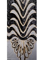Büyük Etnik Desenli Payetli Siyah-Gold Abiyelik Kumaş - K9756
