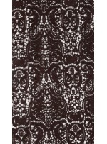 Elbiselik Desenli Kahverengi Güpür Kumaş - K9768