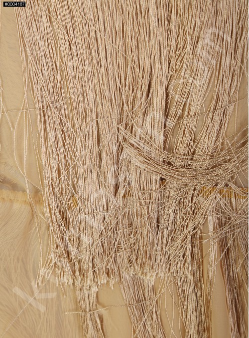 Uzun Saçaklı Elbiselik Açık Gold Abiyelik Kumaş - K9776