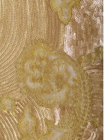 Çiçek Desenli Payetli ve Nakışlı Gold Kumaş - K9777