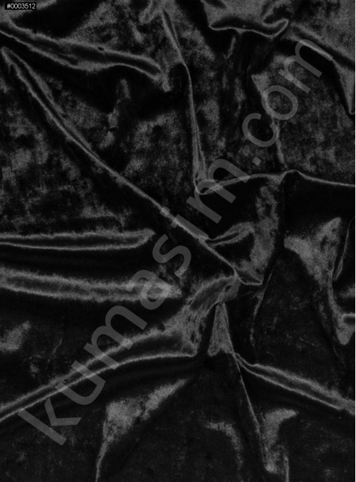 Elbiselik Desensiz - Düz Kışlık Siyah Cam Kırığı Kadife Kumaş - K9885