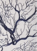 Abiye Elbiselik Ağaç Desenli Lacivert Nakışlı Kumaş - K9918