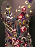 Çiçek Desenli Payetli - Boncuklu Rengarenk Abiye Elbiselik Kupon Kumaş - A30930