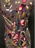 Çiçek Desenli Payetli - Boncuklu Rengarenk Abiye Elbiselik Kupon Kumaş - A30930