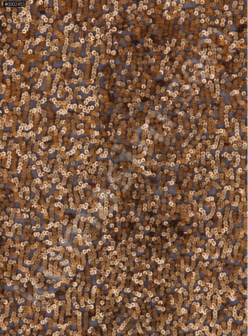 Karışık Desenli Zırh Görünümlü Payetli Gold Kumaş - KAB42