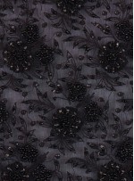 Çiçek Desenli Boncuklu Siyah Özel Abiyelik Kumaş - KAP11