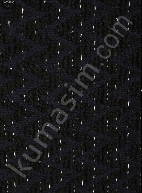 Siyah - Lacivert İplikli Şanel Kumaş (Chanel Kumaş) - CH2 - K209